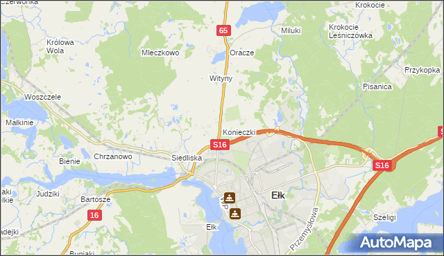 mapa Konieczki gmina Ełk, Konieczki gmina Ełk na mapie Targeo