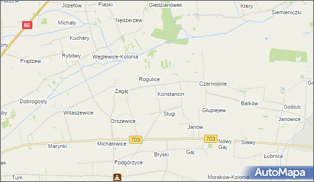 mapa Konstancin gmina Góra Świętej Małgorzaty, Konstancin gmina Góra Świętej Małgorzaty na mapie Targeo