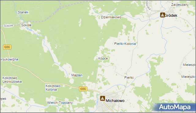 mapa Kopce gmina Michałowo, Kopce gmina Michałowo na mapie Targeo