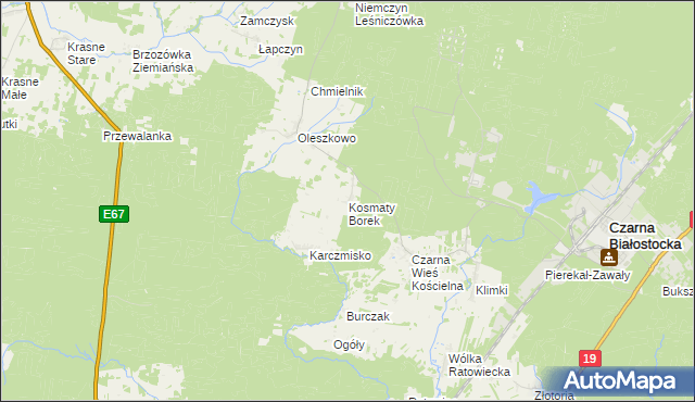 mapa Kosmaty Borek, Kosmaty Borek na mapie Targeo