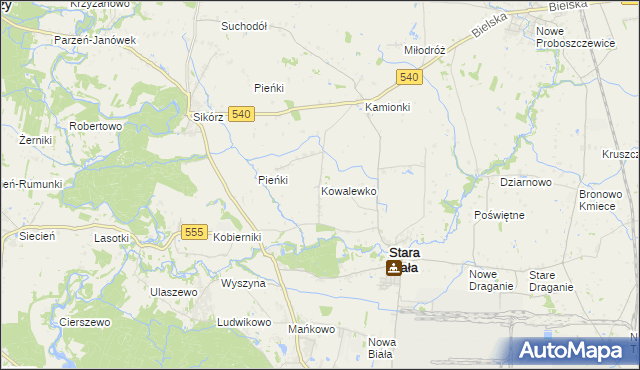 mapa Kowalewko gmina Stara Biała, Kowalewko gmina Stara Biała na mapie Targeo