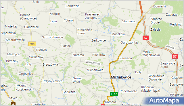 mapa Kozierów, Kozierów na mapie Targeo