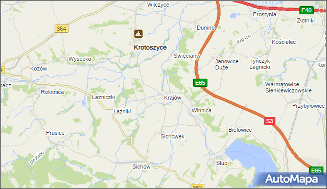 mapa Krajów gmina Krotoszyce, Krajów gmina Krotoszyce na mapie Targeo