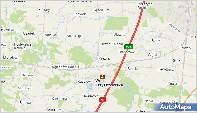 mapa Krężna, Krężna na mapie Targeo