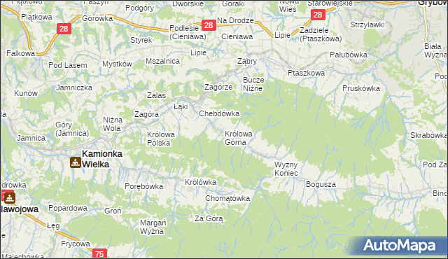 mapa Królowa Górna, Królowa Górna na mapie Targeo