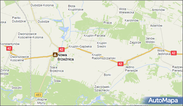 mapa Kruplin Radomszczański, Kruplin Radomszczański na mapie Targeo