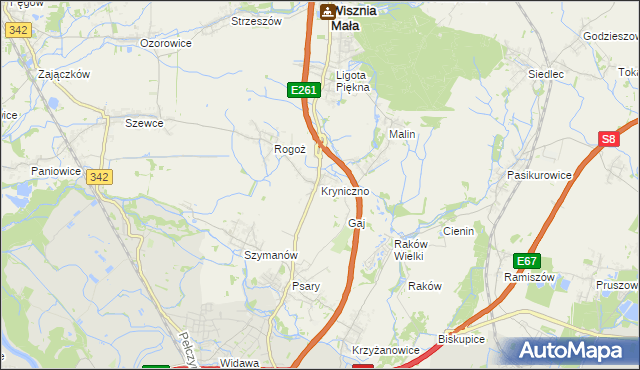 mapa Kryniczno gmina Wisznia Mała, Kryniczno gmina Wisznia Mała na mapie Targeo