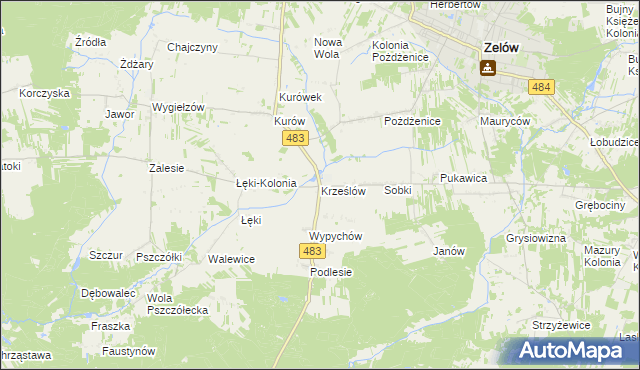 mapa Krześlów, Krześlów na mapie Targeo