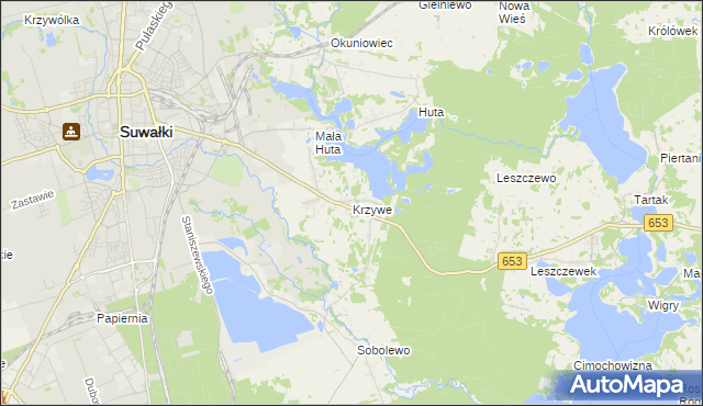 mapa Krzywe gmina Suwałki, Krzywe gmina Suwałki na mapie Targeo