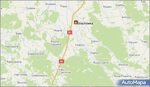 mapa Księżyki, Księżyki na mapie Targeo