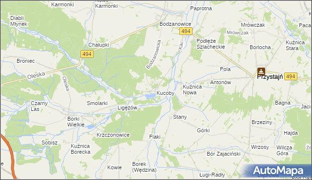 mapa Kucoby, Kucoby na mapie Targeo