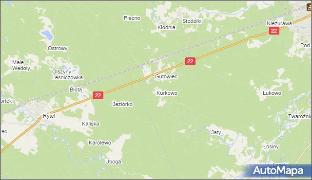 mapa Kurkowo gmina Czersk, Kurkowo gmina Czersk na mapie Targeo