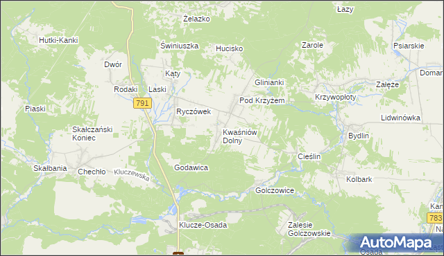 mapa Kwaśniów Dolny, Kwaśniów Dolny na mapie Targeo