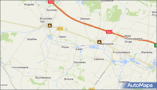 mapa Łany gmina Markuszów, Łany gmina Markuszów na mapie Targeo