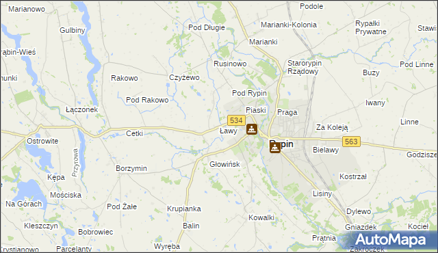 mapa Ławy gmina Rypin, Ławy gmina Rypin na mapie Targeo