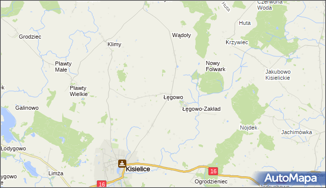 mapa Łęgowo gmina Kisielice, Łęgowo gmina Kisielice na mapie Targeo