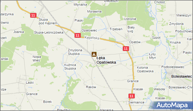 mapa Łęka Opatowska, Łęka Opatowska na mapie Targeo