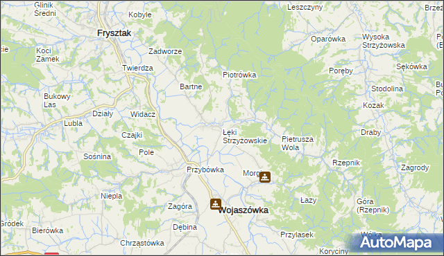 mapa Łęki Strzyżowskie, Łęki Strzyżowskie na mapie Targeo