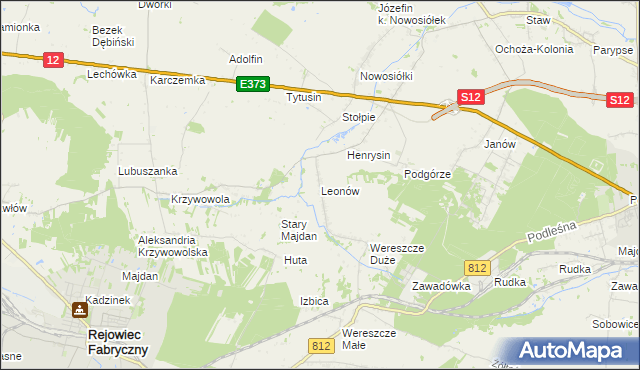 mapa Leonów gmina Rejowiec, Leonów gmina Rejowiec na mapie Targeo