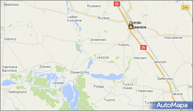 mapa Leszcze gmina Złotniki Kujawskie, Leszcze gmina Złotniki Kujawskie na mapie Targeo