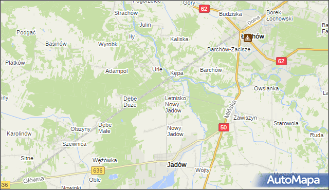 mapa Letnisko Nowy Jadów, Letnisko Nowy Jadów na mapie Targeo