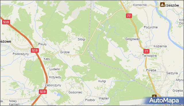 mapa Łętownia gmina Jeżowe, Łętownia gmina Jeżowe na mapie Targeo