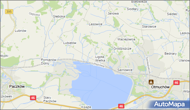 mapa Ligota Wielka gmina Otmuchów, Ligota Wielka gmina Otmuchów na mapie Targeo