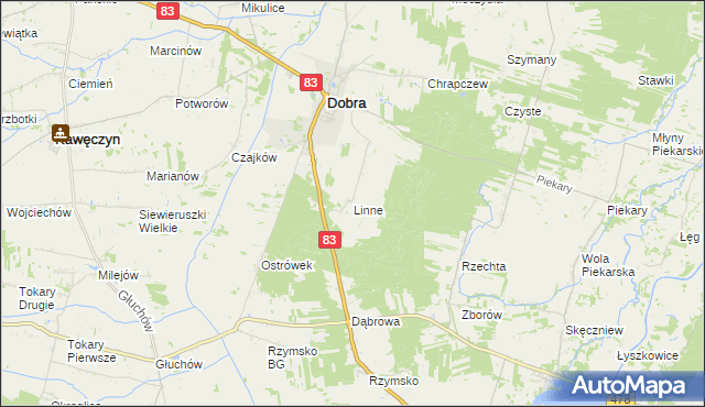 mapa Linne gmina Dobra, Linne gmina Dobra na mapie Targeo
