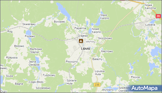 mapa Lipusz, Lipusz na mapie Targeo