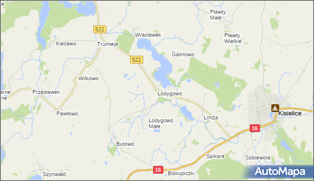 mapa Łodygowo gmina Kisielice, Łodygowo gmina Kisielice na mapie Targeo