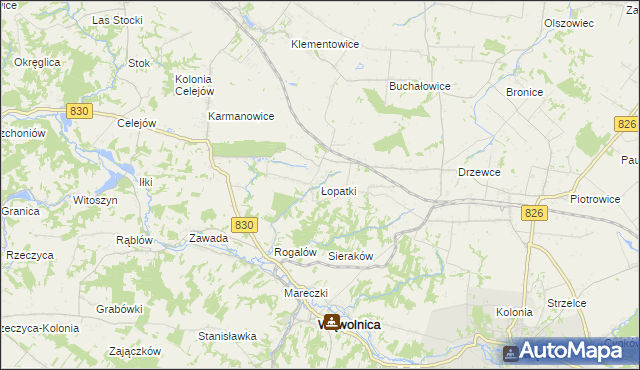 mapa Łopatki gmina Wąwolnica, Łopatki gmina Wąwolnica na mapie Targeo