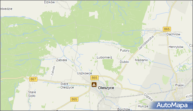 mapa Lubomierz gmina Oleszyce, Lubomierz gmina Oleszyce na mapie Targeo