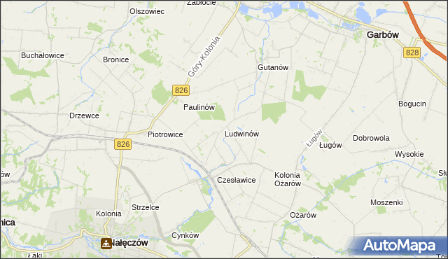 mapa Ludwinów gmina Nałęczów, Ludwinów gmina Nałęczów na mapie Targeo