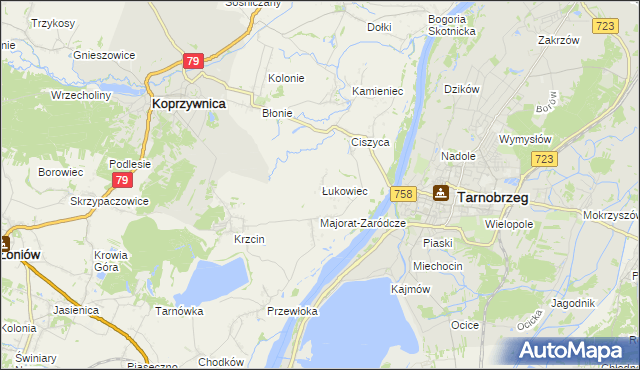 mapa Łukowiec gmina Koprzywnica, Łukowiec gmina Koprzywnica na mapie Targeo