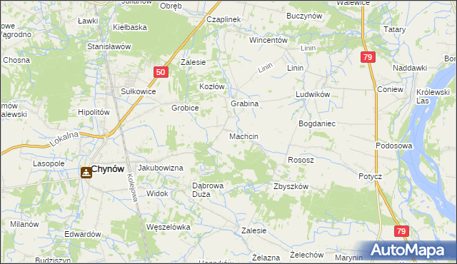 mapa Machcin gmina Chynów, Machcin gmina Chynów na mapie Targeo
