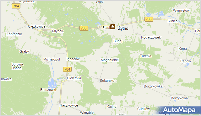mapa Magdalenki gmina Żytno, Magdalenki gmina Żytno na mapie Targeo