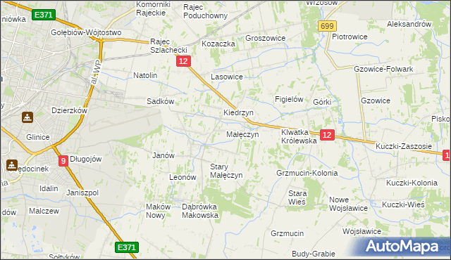 mapa Małęczyn gmina Gózd, Małęczyn gmina Gózd na mapie Targeo