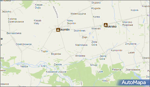 mapa Malinówka gmina Skomlin, Malinówka gmina Skomlin na mapie Targeo