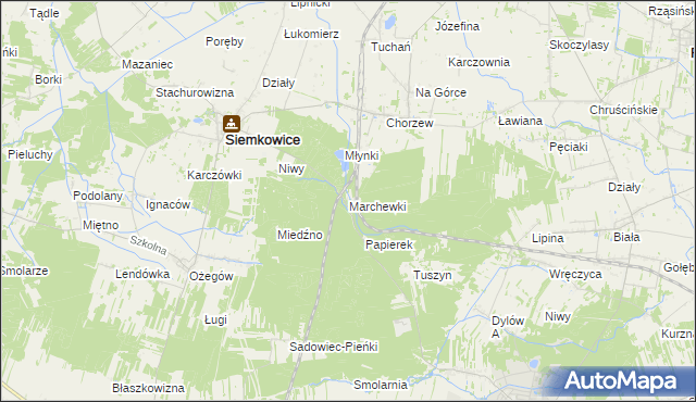 mapa Marchewki gmina Siemkowice, Marchewki gmina Siemkowice na mapie Targeo