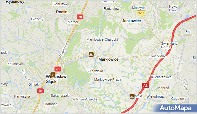 mapa Marklowice, Marklowice na mapie Targeo