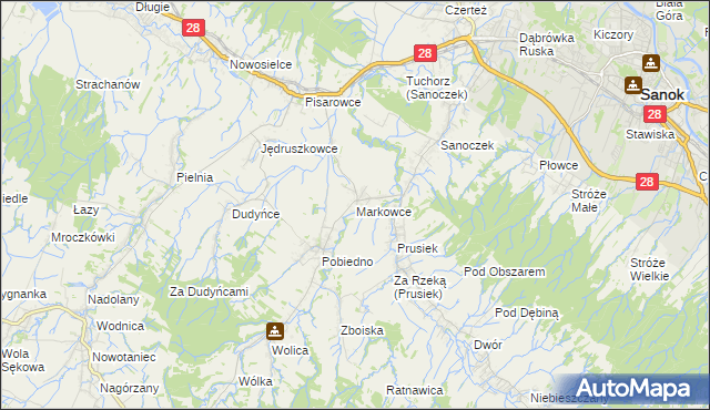 mapa Markowce, Markowce na mapie Targeo