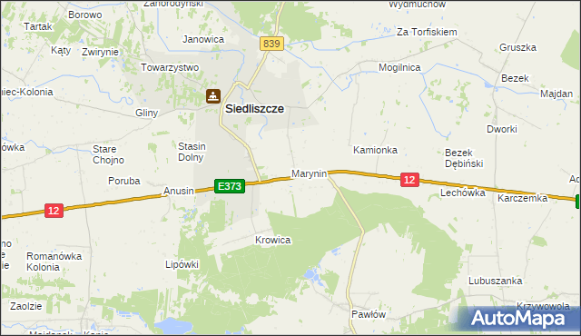 mapa Marynin gmina Siedliszcze, Marynin gmina Siedliszcze na mapie Targeo