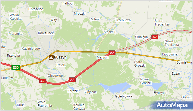 mapa Marysin gmina Kałuszyn, Marysin gmina Kałuszyn na mapie Targeo