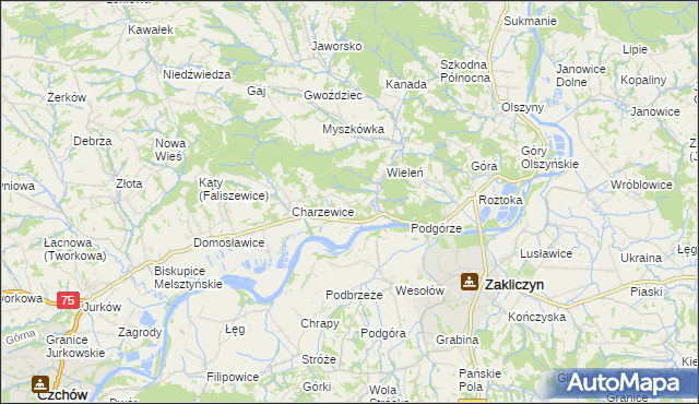 mapa Melsztyn, Melsztyn na mapie Targeo