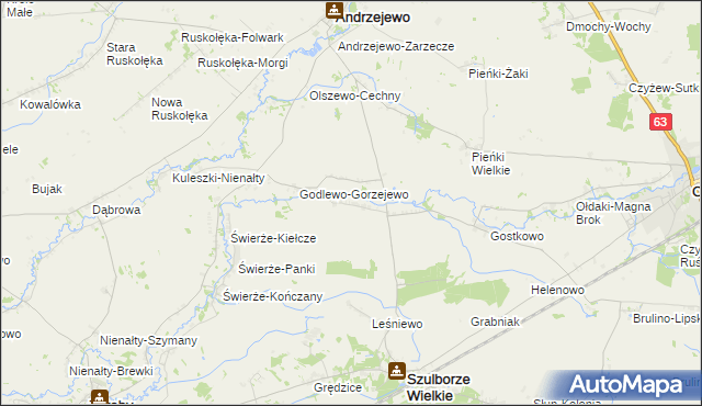 mapa Mianowo gmina Andrzejewo, Mianowo gmina Andrzejewo na mapie Targeo