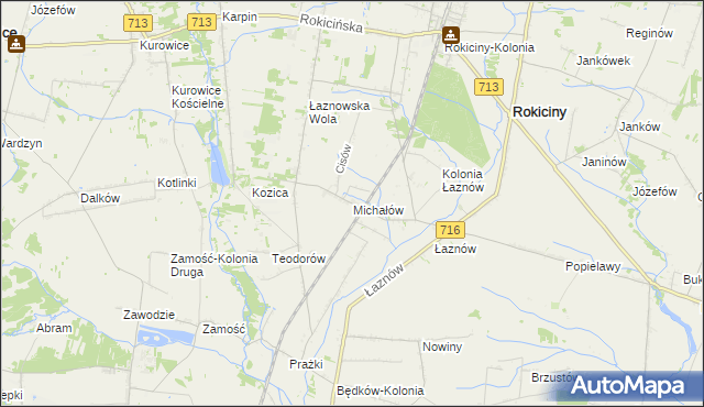 mapa Michałów gmina Rokiciny, Michałów gmina Rokiciny na mapie Targeo
