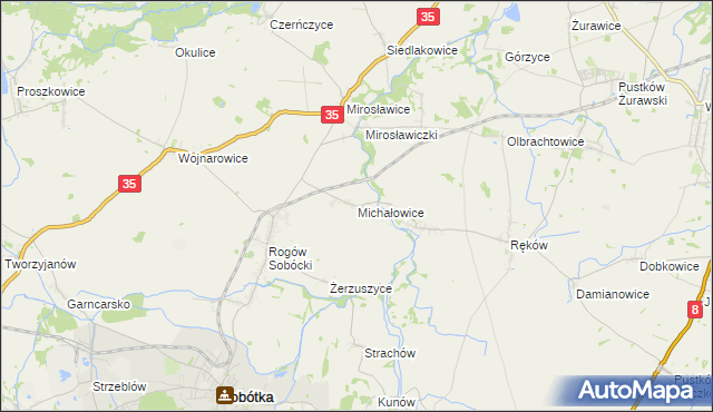 mapa Michałowice gmina Sobótka, Michałowice gmina Sobótka na mapie Targeo