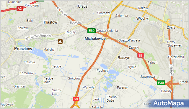 mapa Michałowice-Wieś, Michałowice-Wieś na mapie Targeo