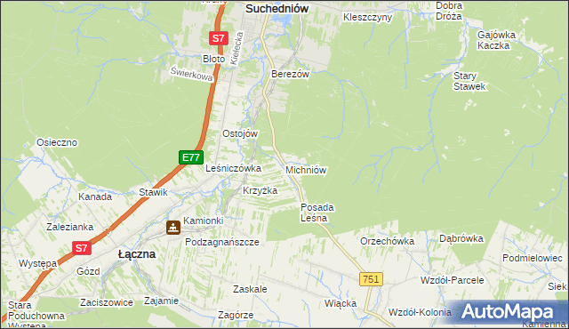 mapa Michniów, Michniów na mapie Targeo