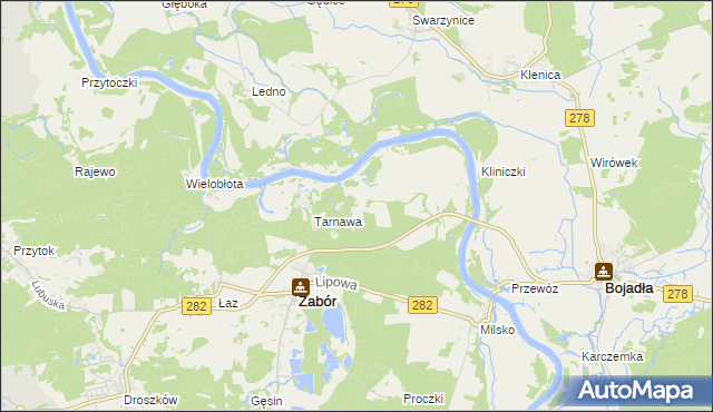 mapa Mielno gmina Zabór, Mielno gmina Zabór na mapie Targeo